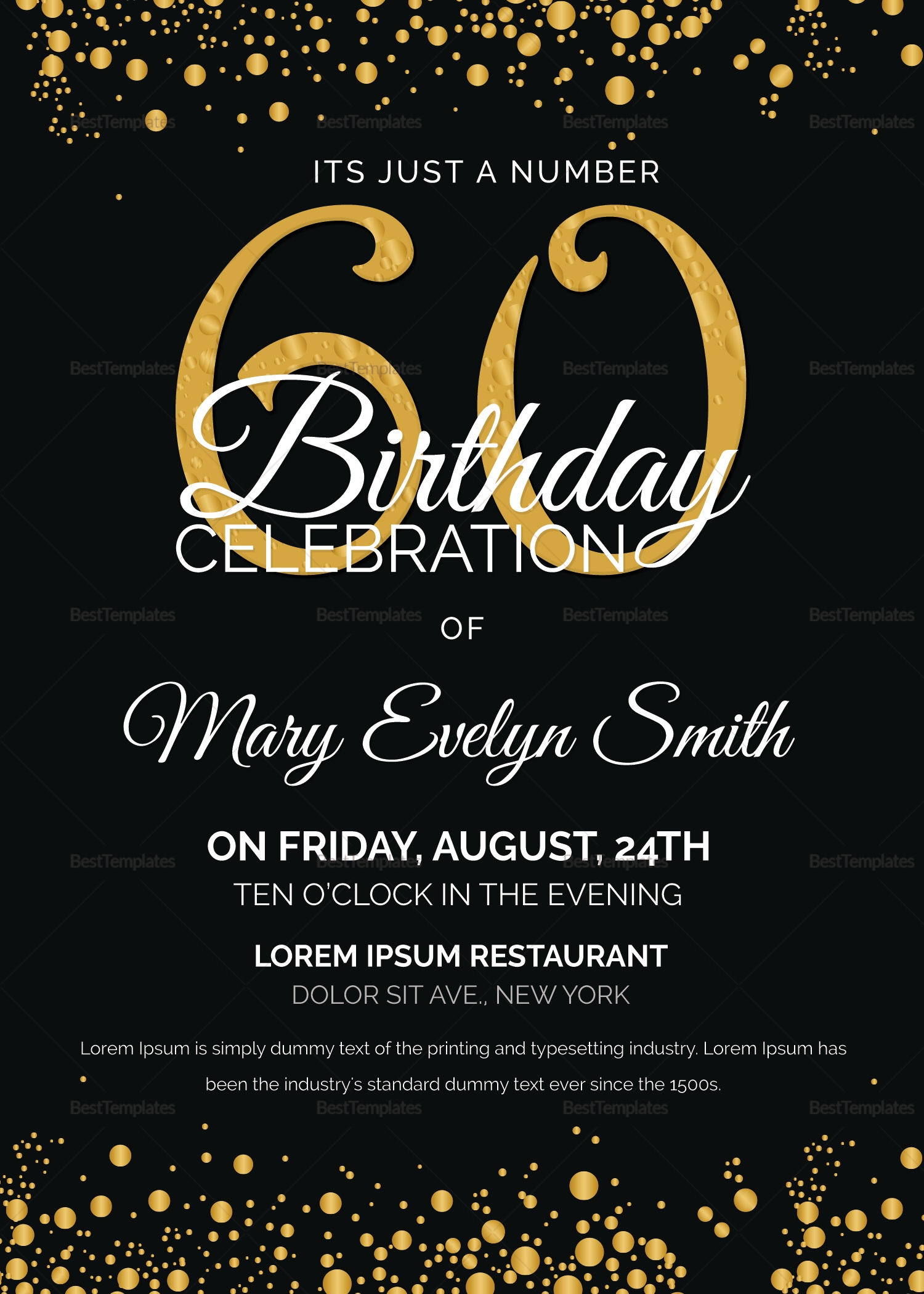 free black and gold birthday invitations templates