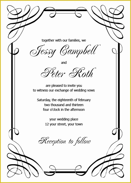 free black and white wedding invitation templates