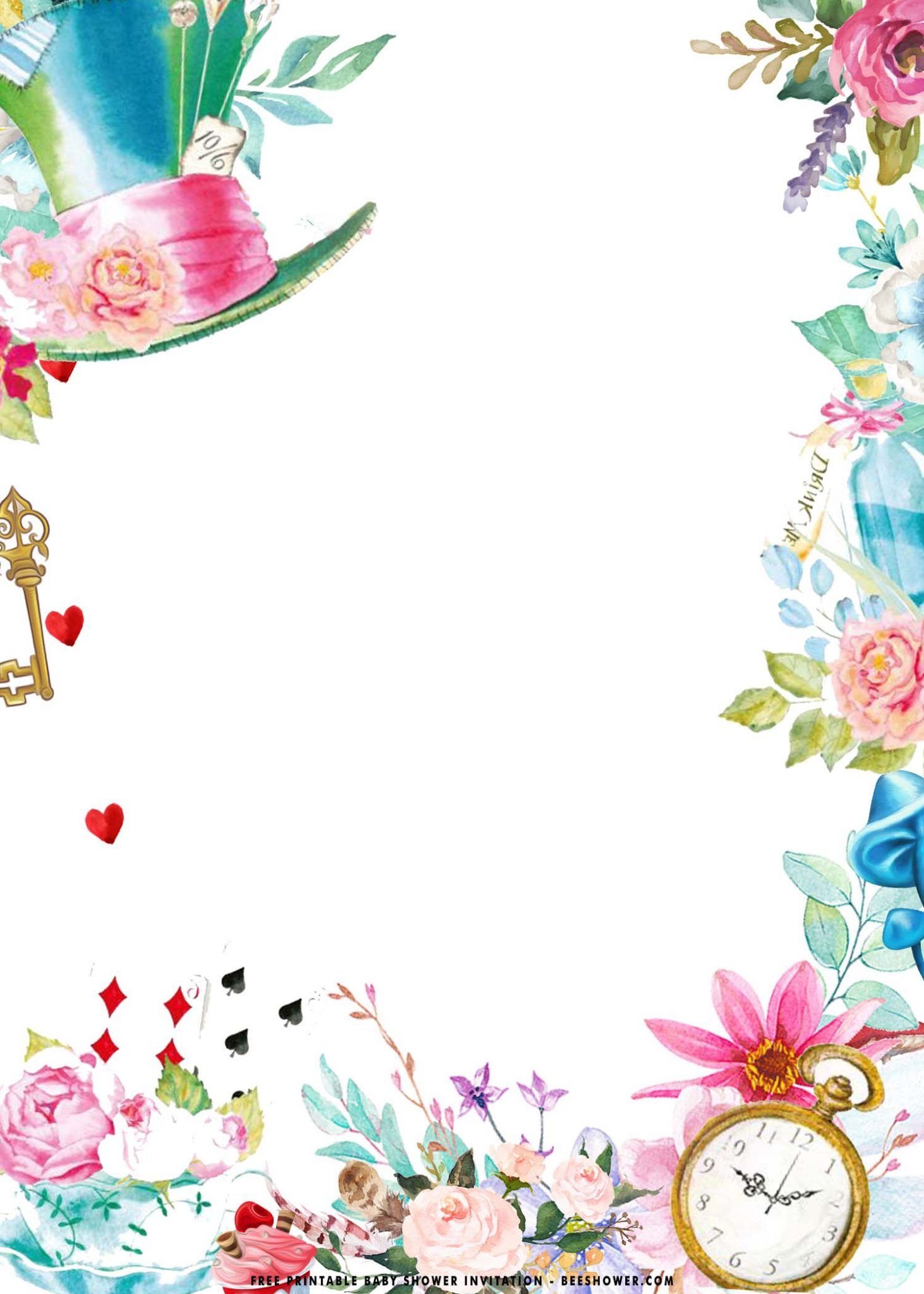 Blank Alice In Wonderland Invitation Template Free Best Template 