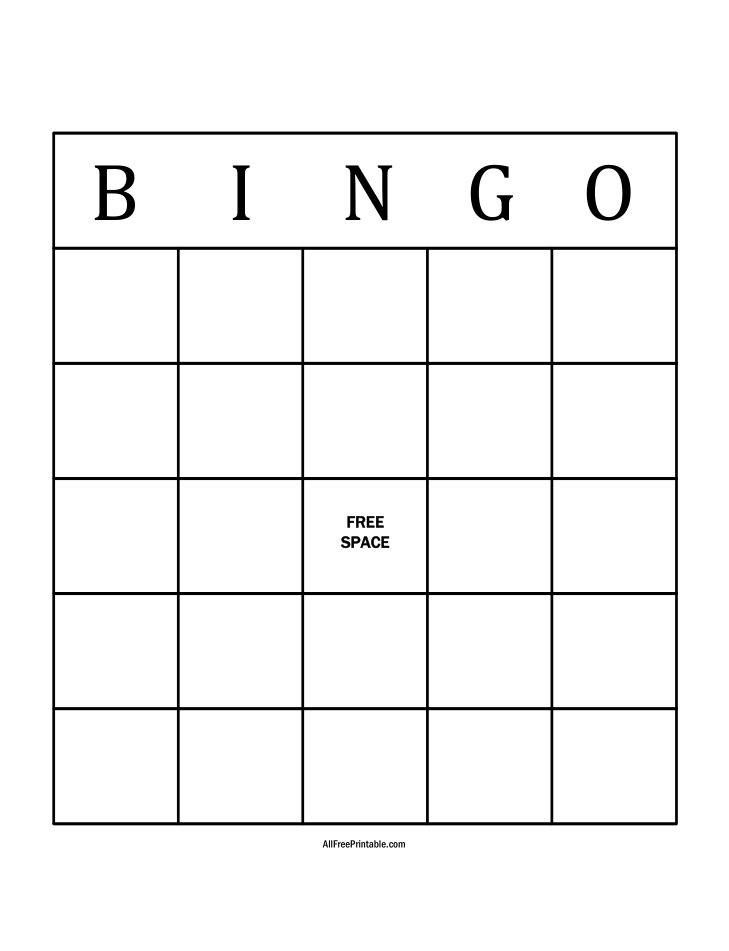 bingo card template free printable