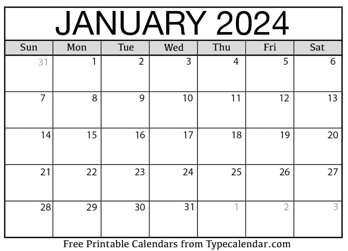 Blank Calendar 2024 Printable Printable Calendar 2024