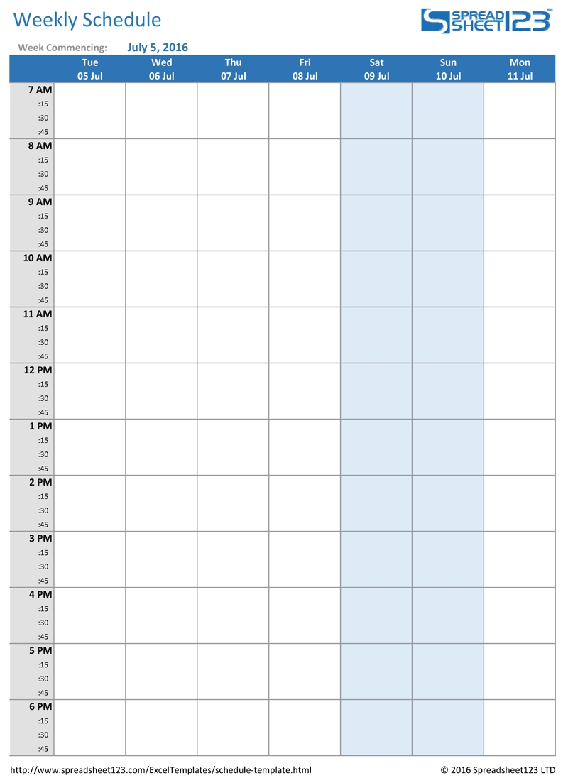 Blank Printable Weekly Calendars Templates Calendar Pertaining To