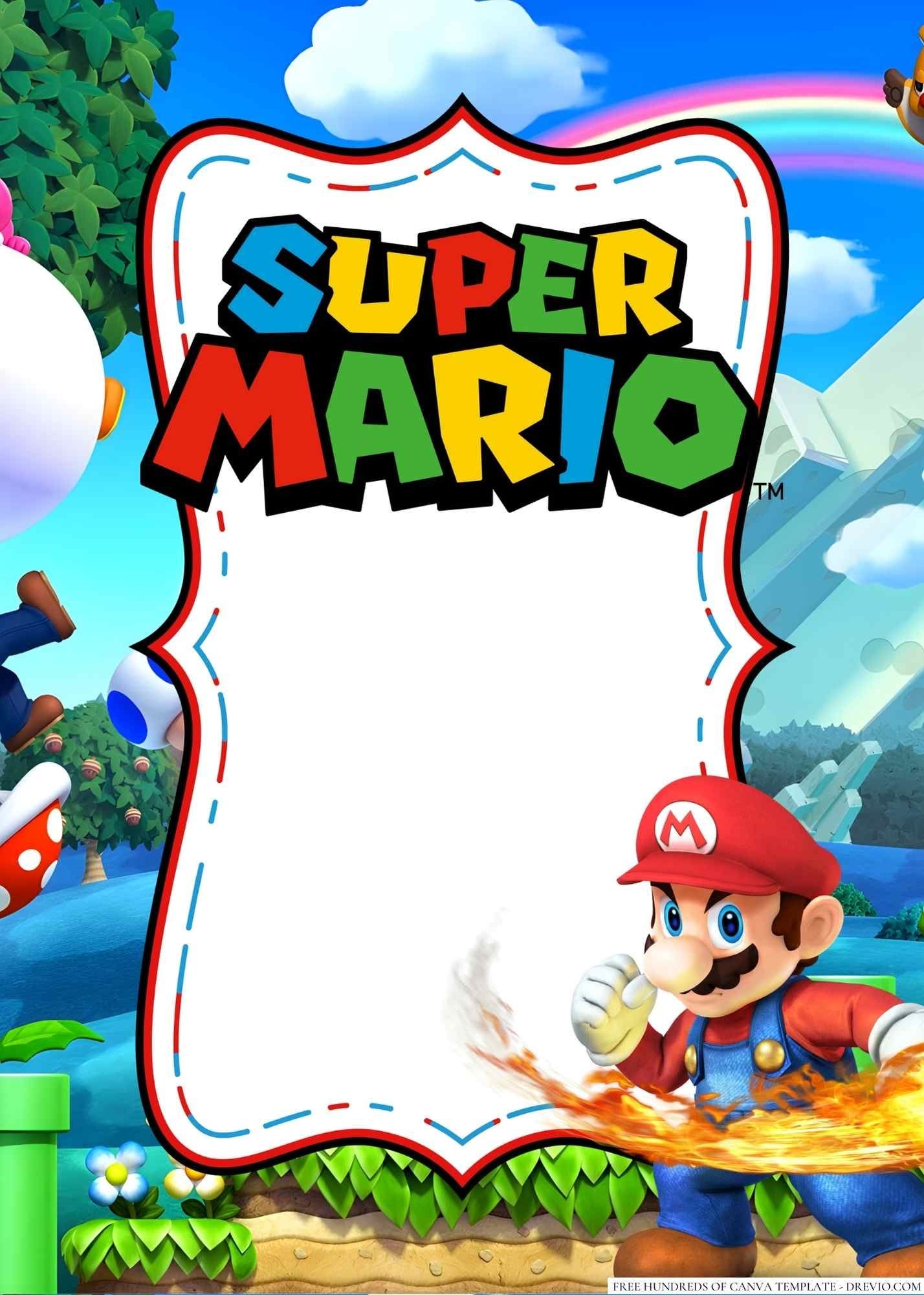 free super mario invitation template