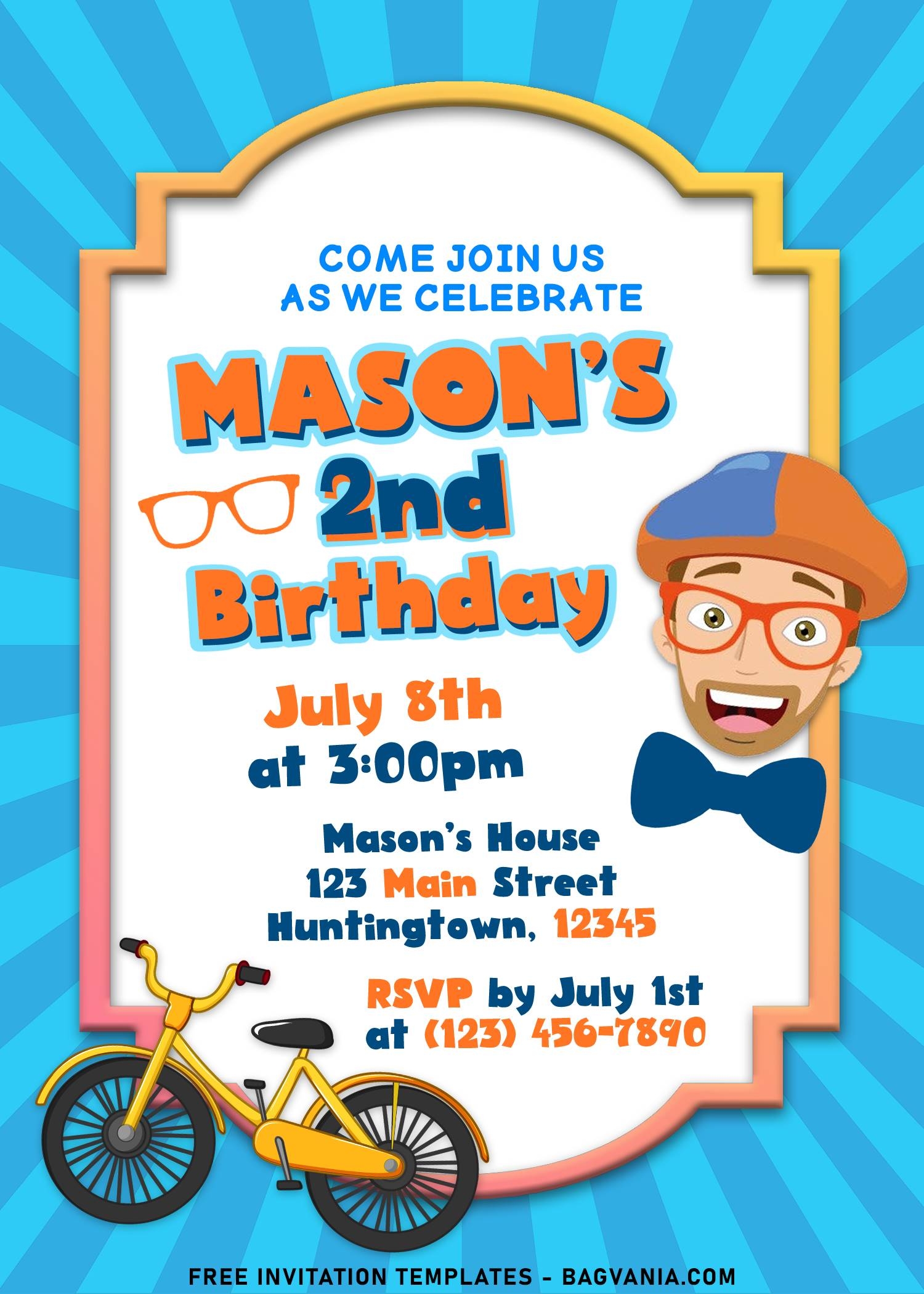 Blippi Birthday Invitation Template Free