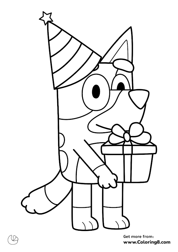 Bluey Birthday Coloring Pages Printable Sheets For Kids Desenhos 