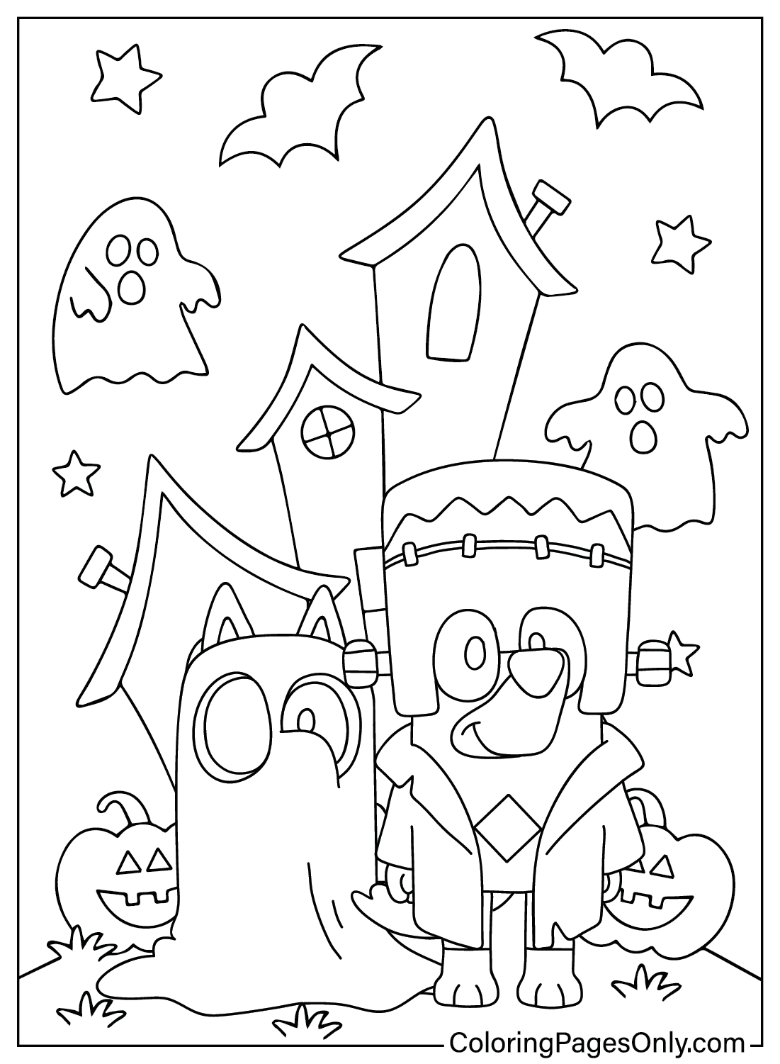 Bluey Halloween Color Page Free Printable Coloring Pages