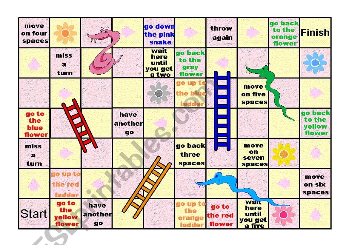 Board Game Snakes And Ladders ESL Worksheet By Moemi