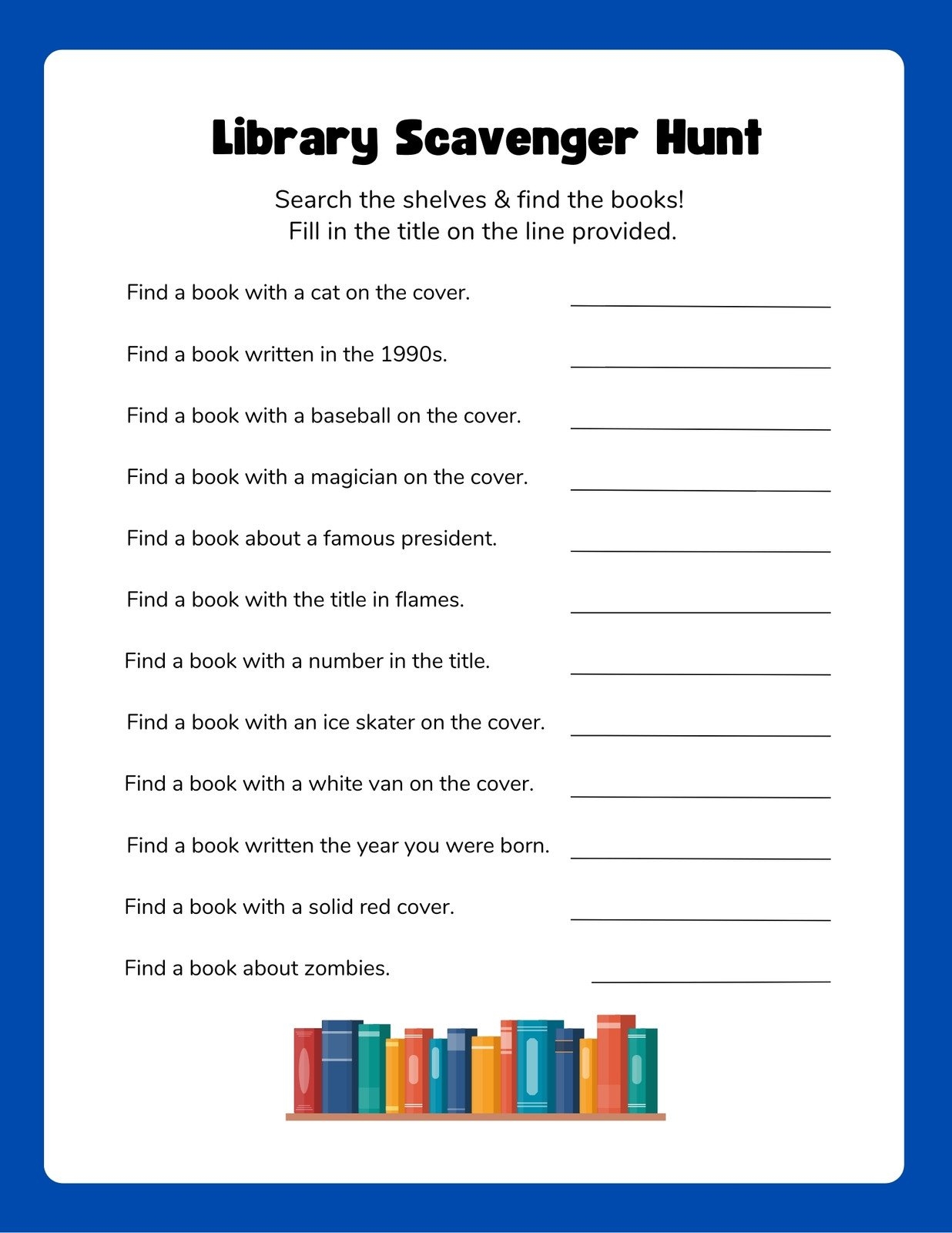 scavenger hunt worksheet