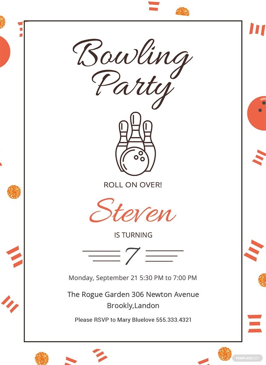 Bowling Party Invitation Template In Publisher PSD Illustrator Word