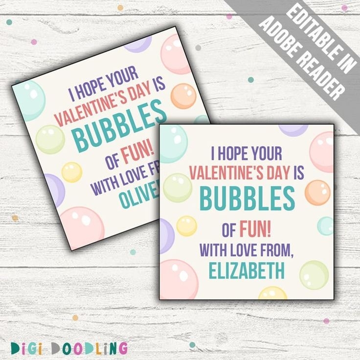 Bubbles Valentine Card For Kids Classroom Valentine Cards Bubbles