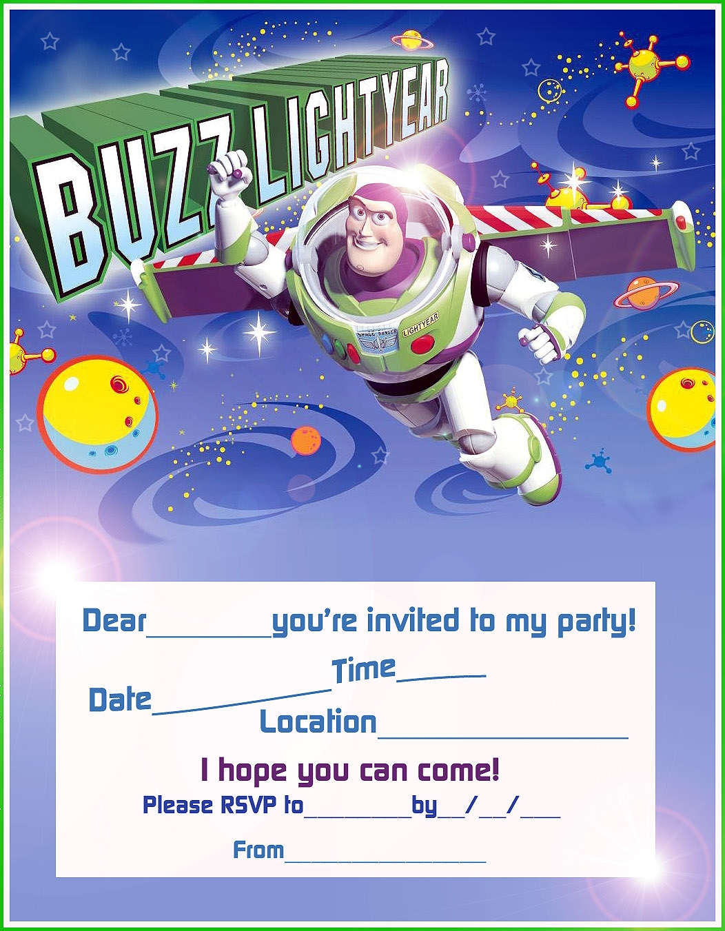 free buzz lightyear invitation template