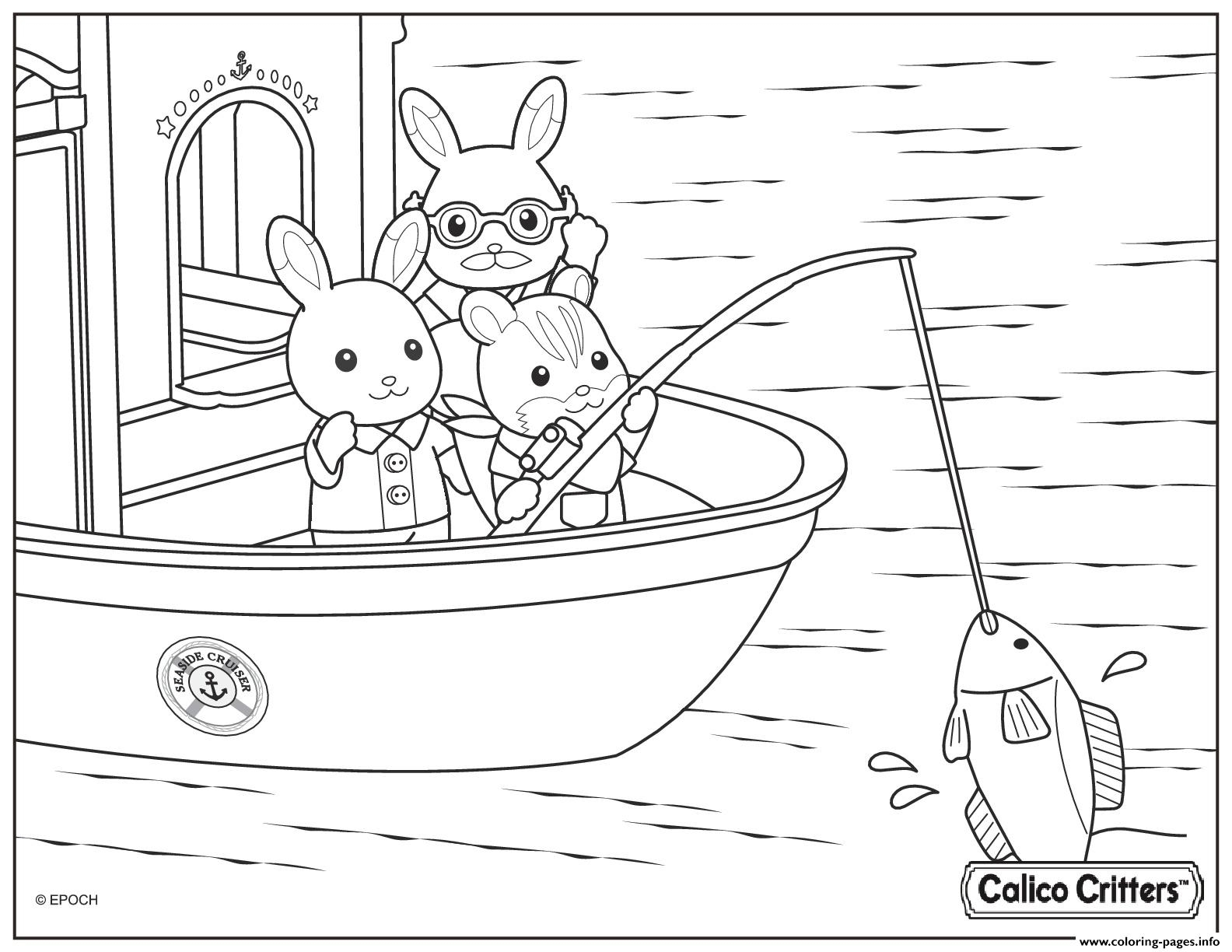 Calico Critters Fishing Coloring Page Printable