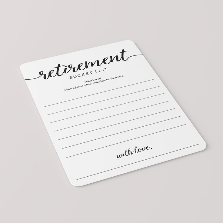 Calligraphy Retirement Bucket List Cards Printable Instant Download 