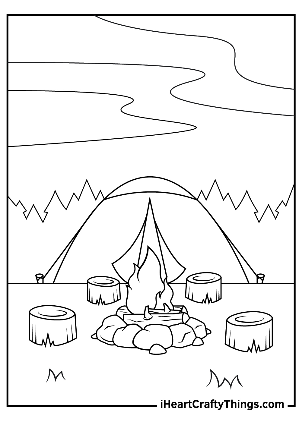camping color pages free