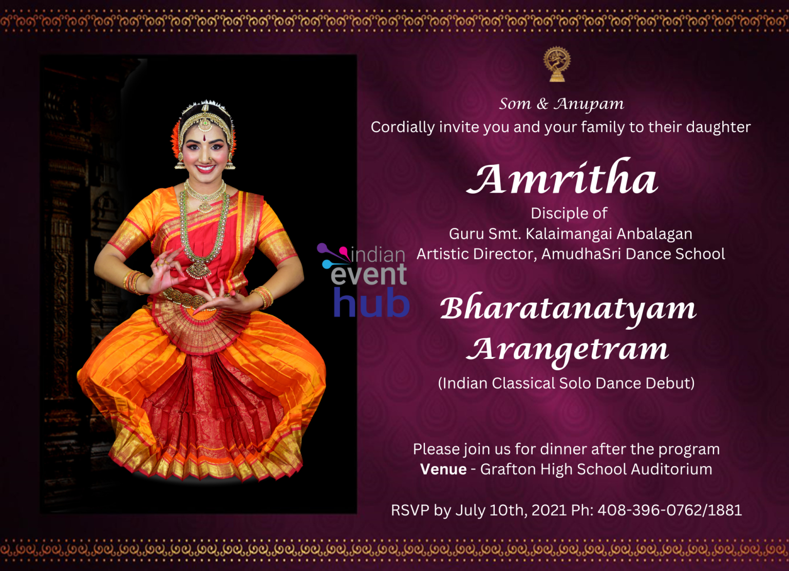 free arangetram invitation template