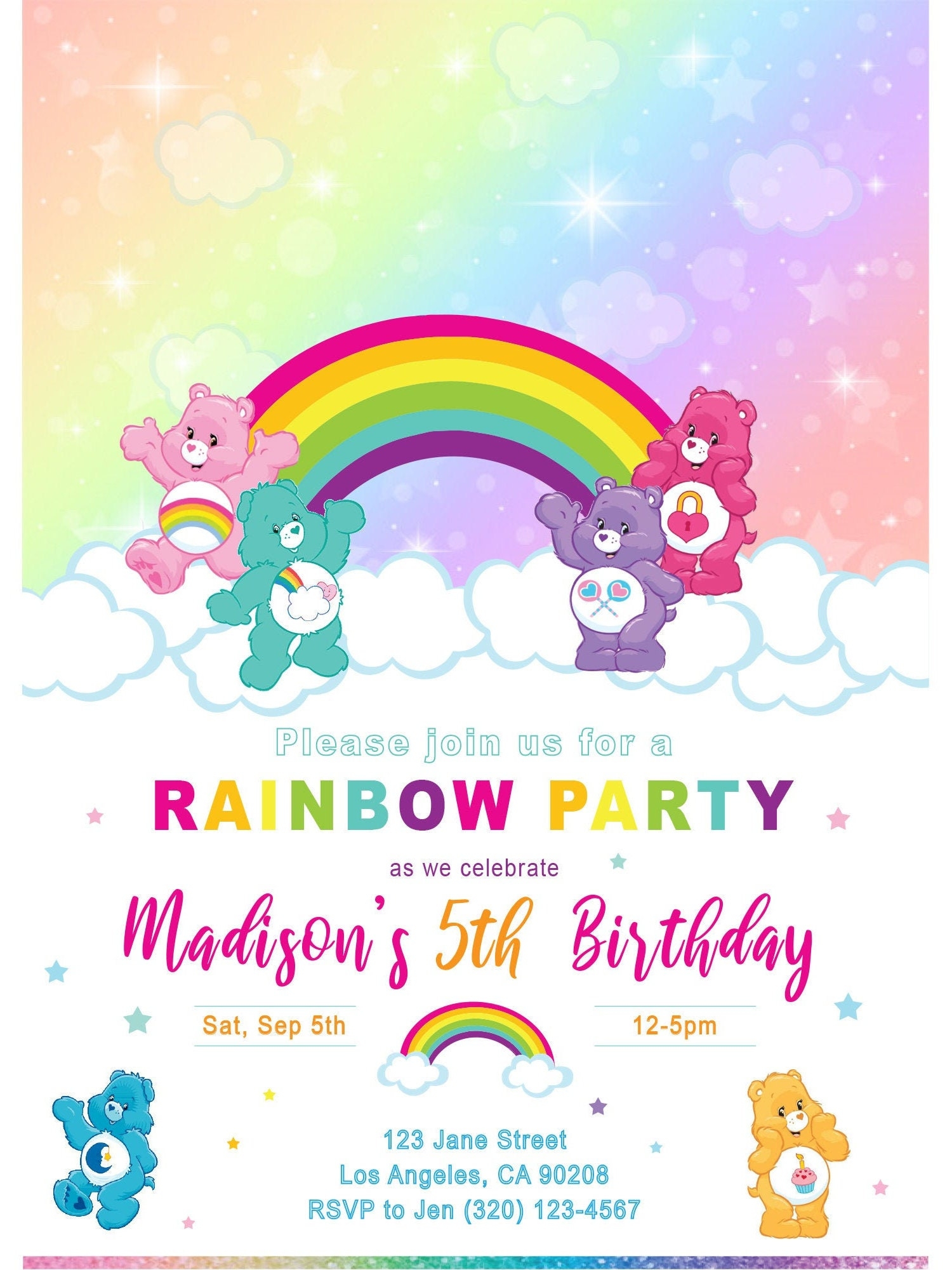 free care bear invitation template