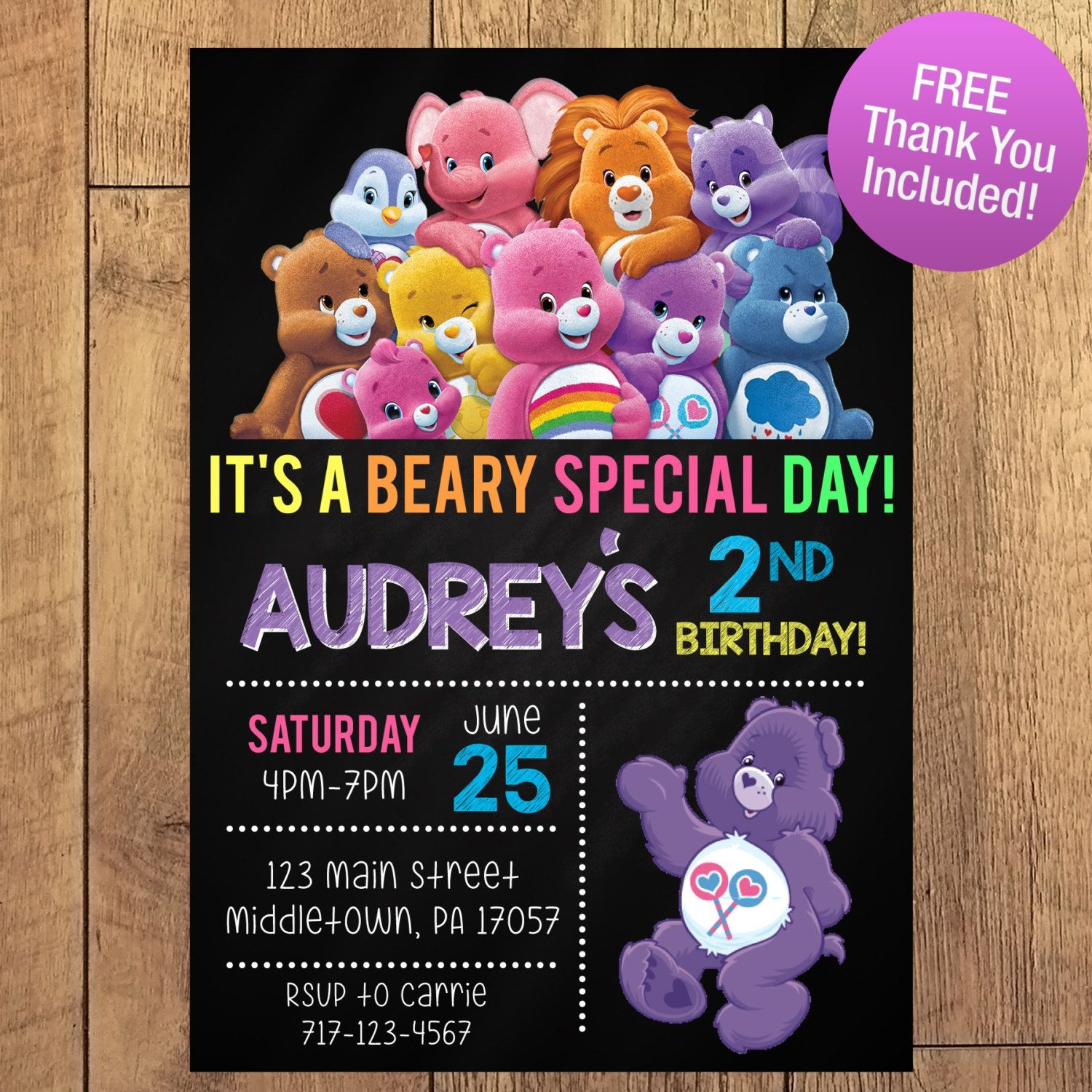 Care Bear Invitation Template