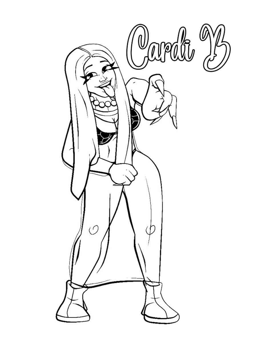 Cartoon Cardi B Coloring Page