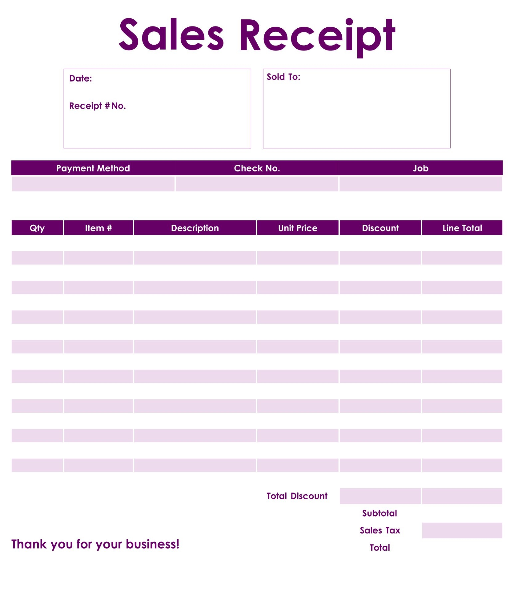 free receipt template printable