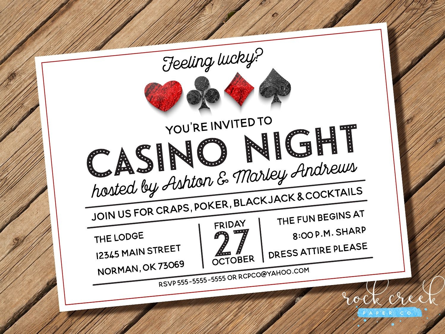 free casino invitation templates