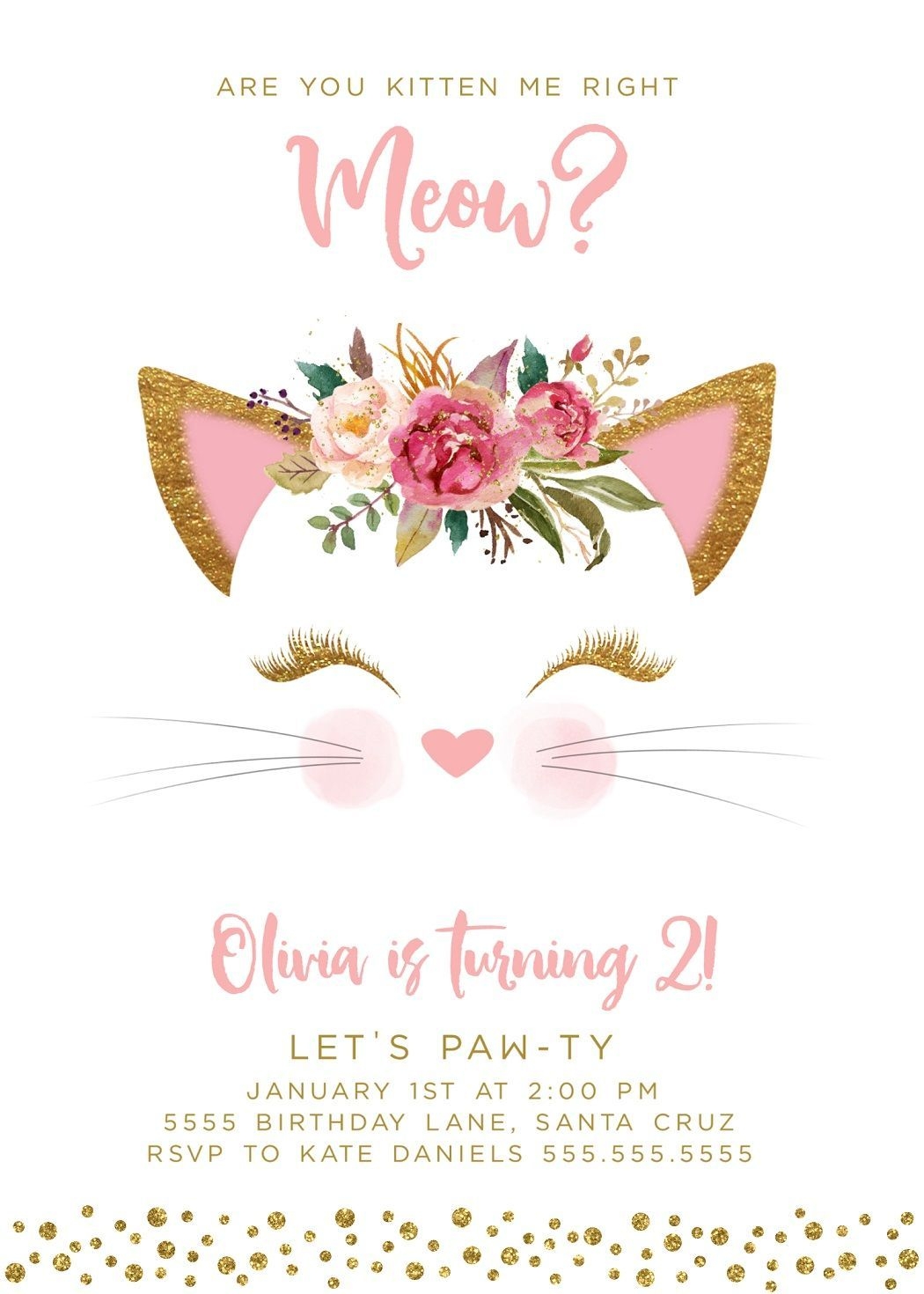 Cat Birthday Invitation Templates Free Printable Word Searches