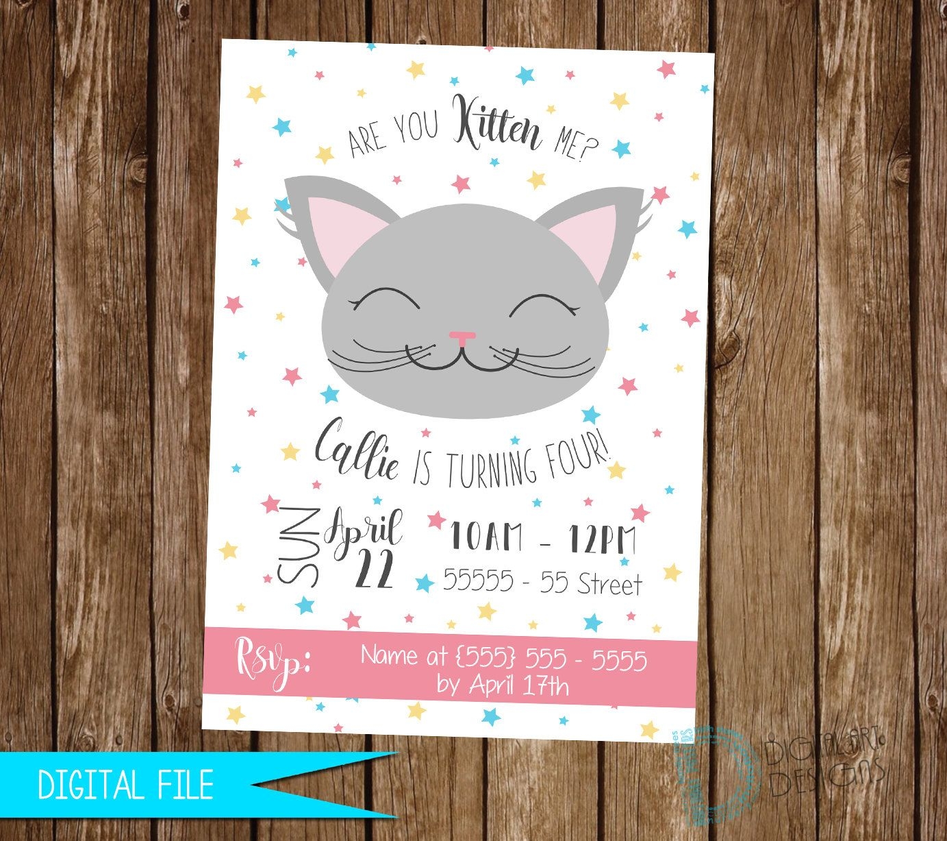 free cat birthday invitation templates