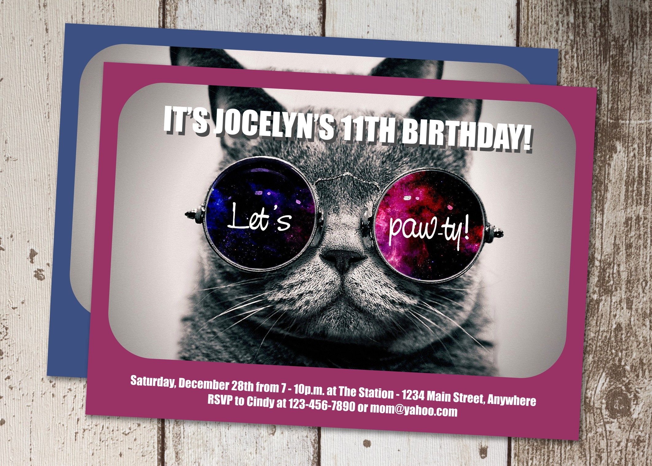 Cat Invitation Template Printable Cool Cat Birthday Party Invite 