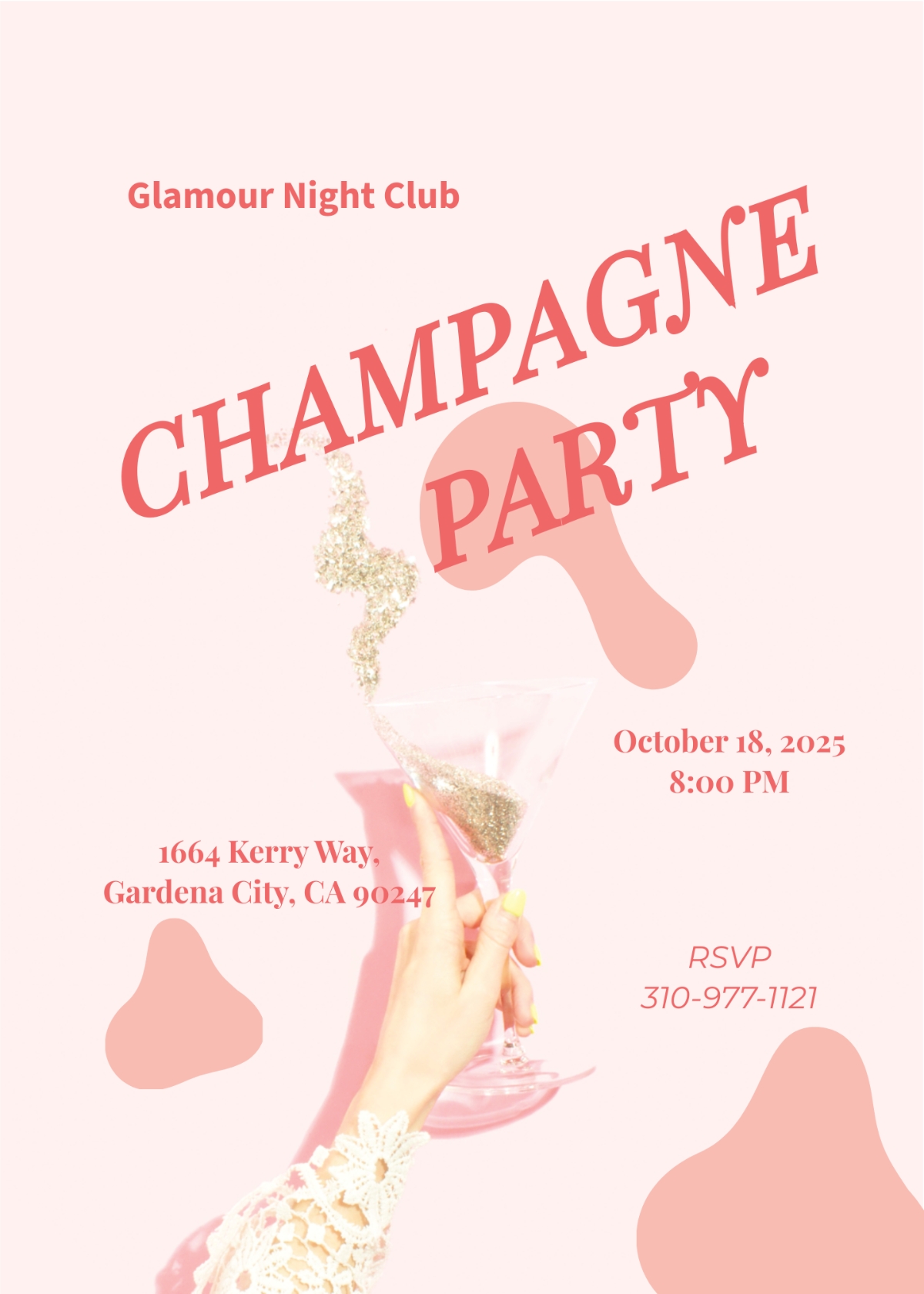 Champagne Party Invitation Template Edit Online Download Example 