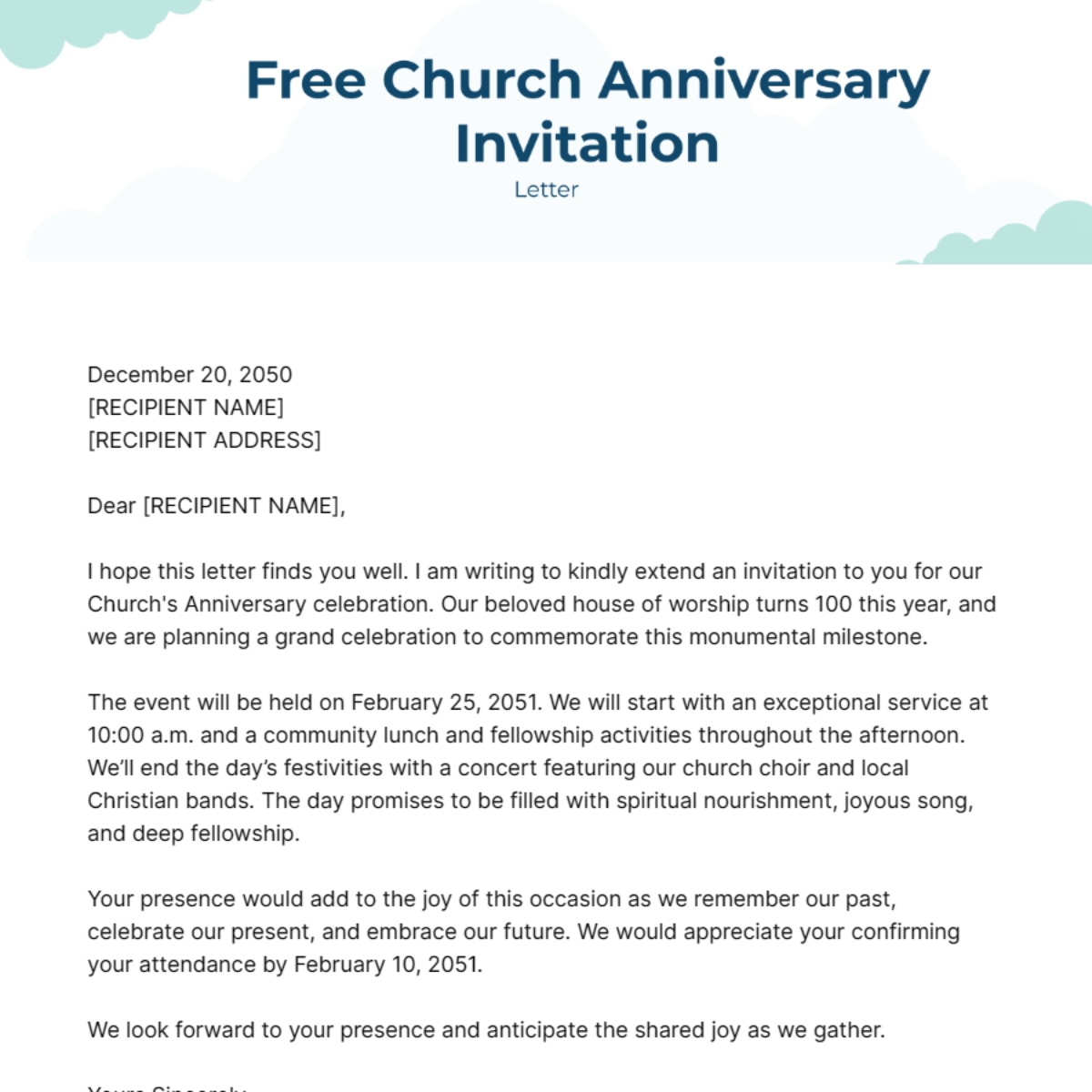 Choir Anniversary Invitation Letter Infoupdate