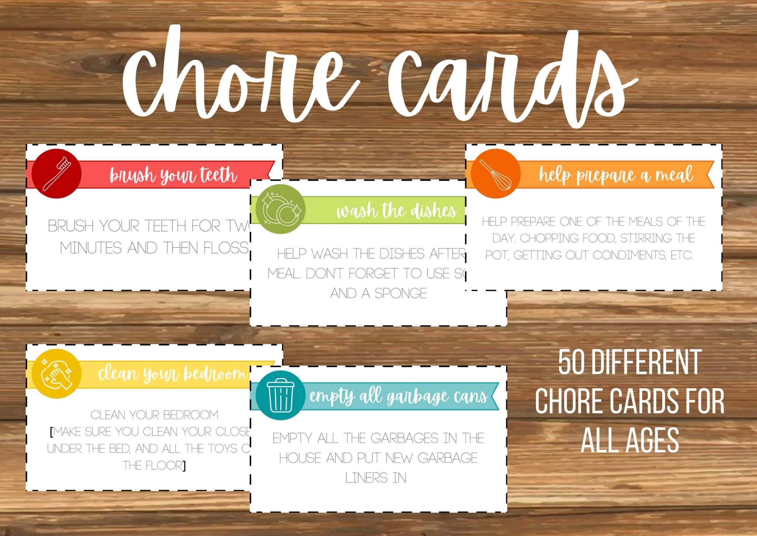 Chore Cards Printable Chore Cards Chore Chart Routine Cards Instant 