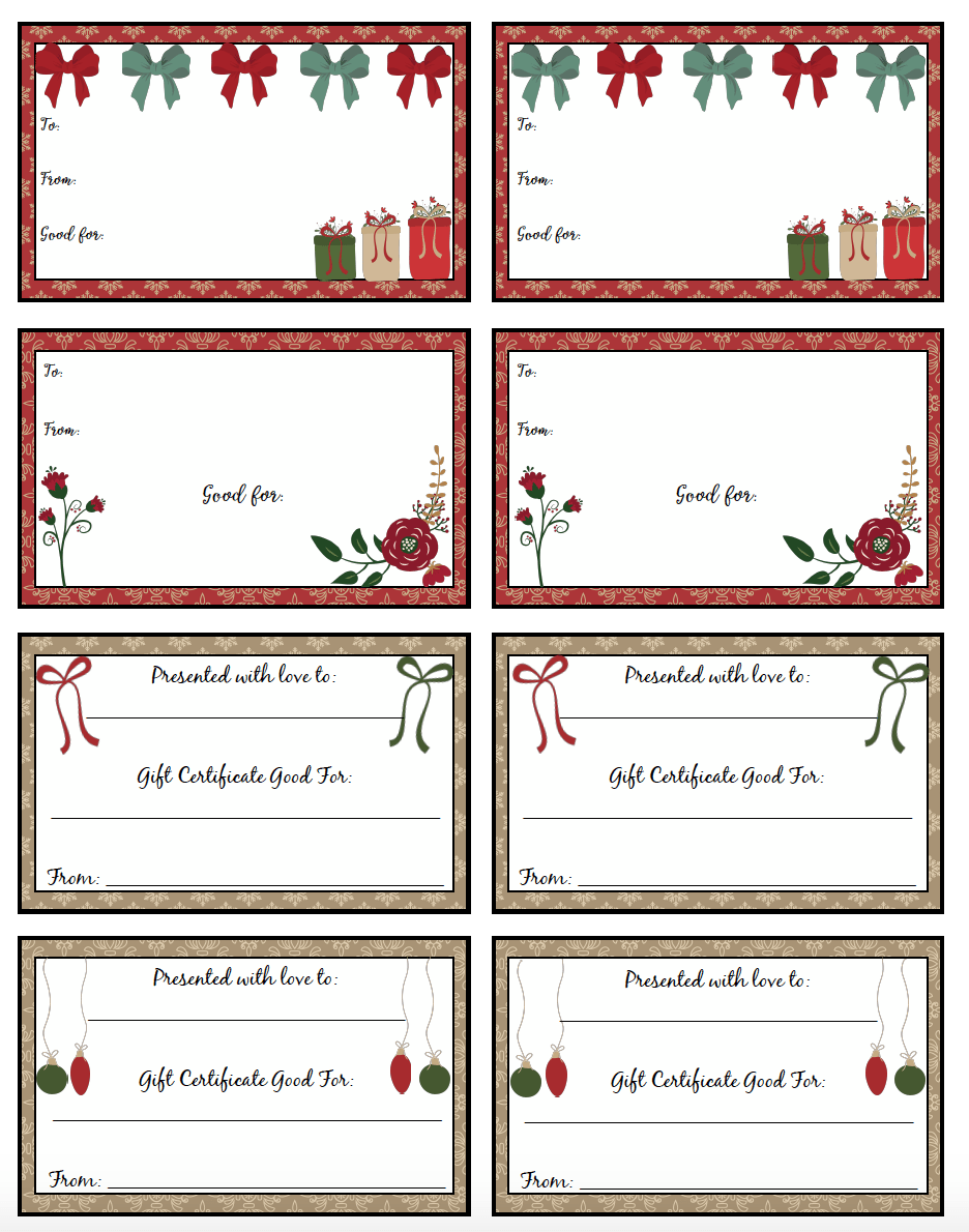gift card templates free printable