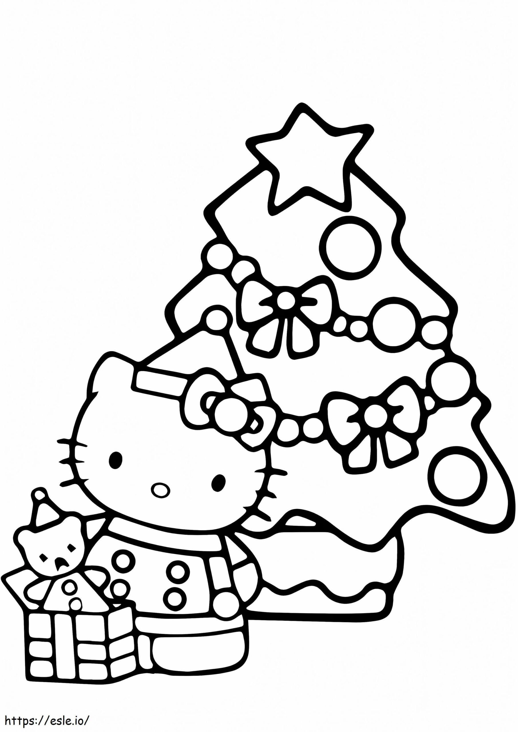 Christmas Hello Kitty Coloring Page