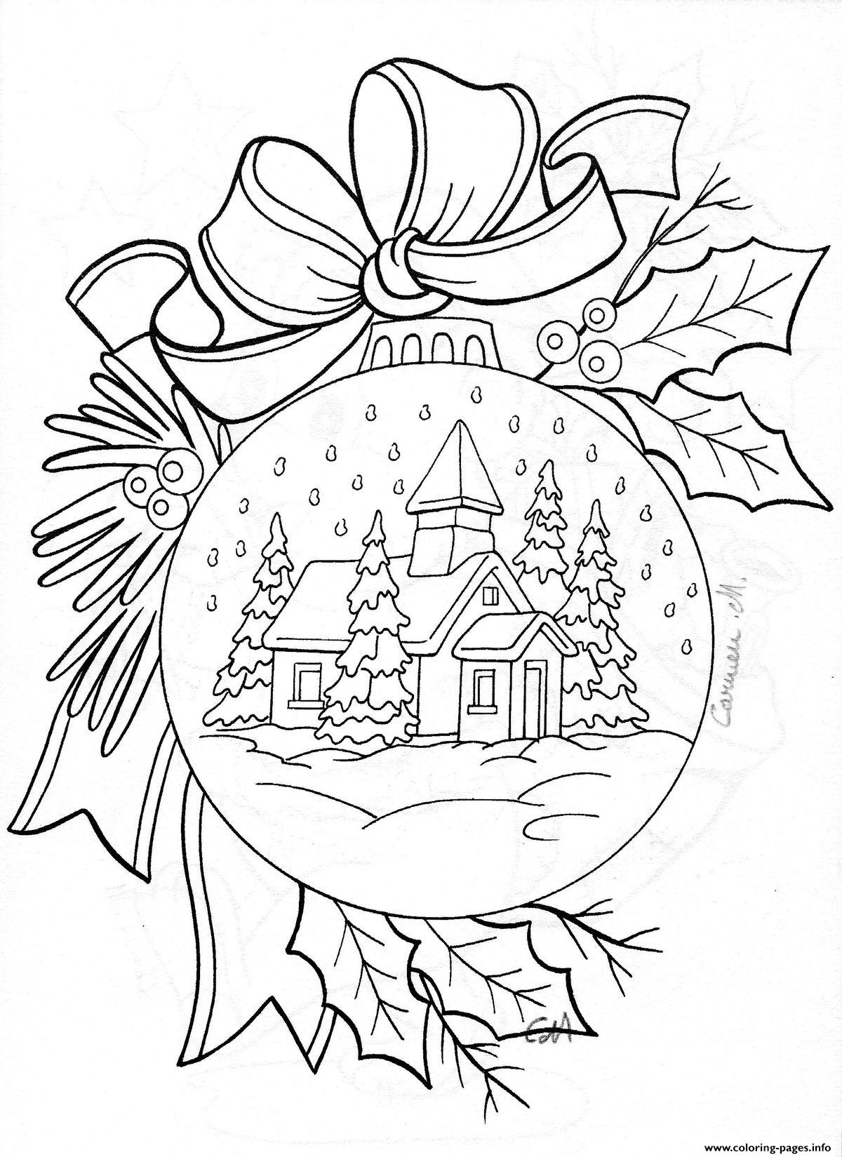 Christmas House Snow Adult Coloring Pages Printable