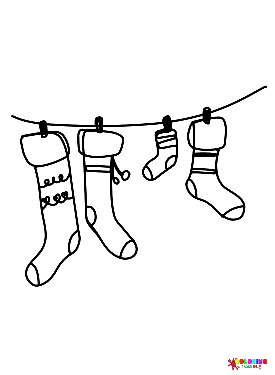 Christmas Socks Coloring Page Free Printable Coloring Pages