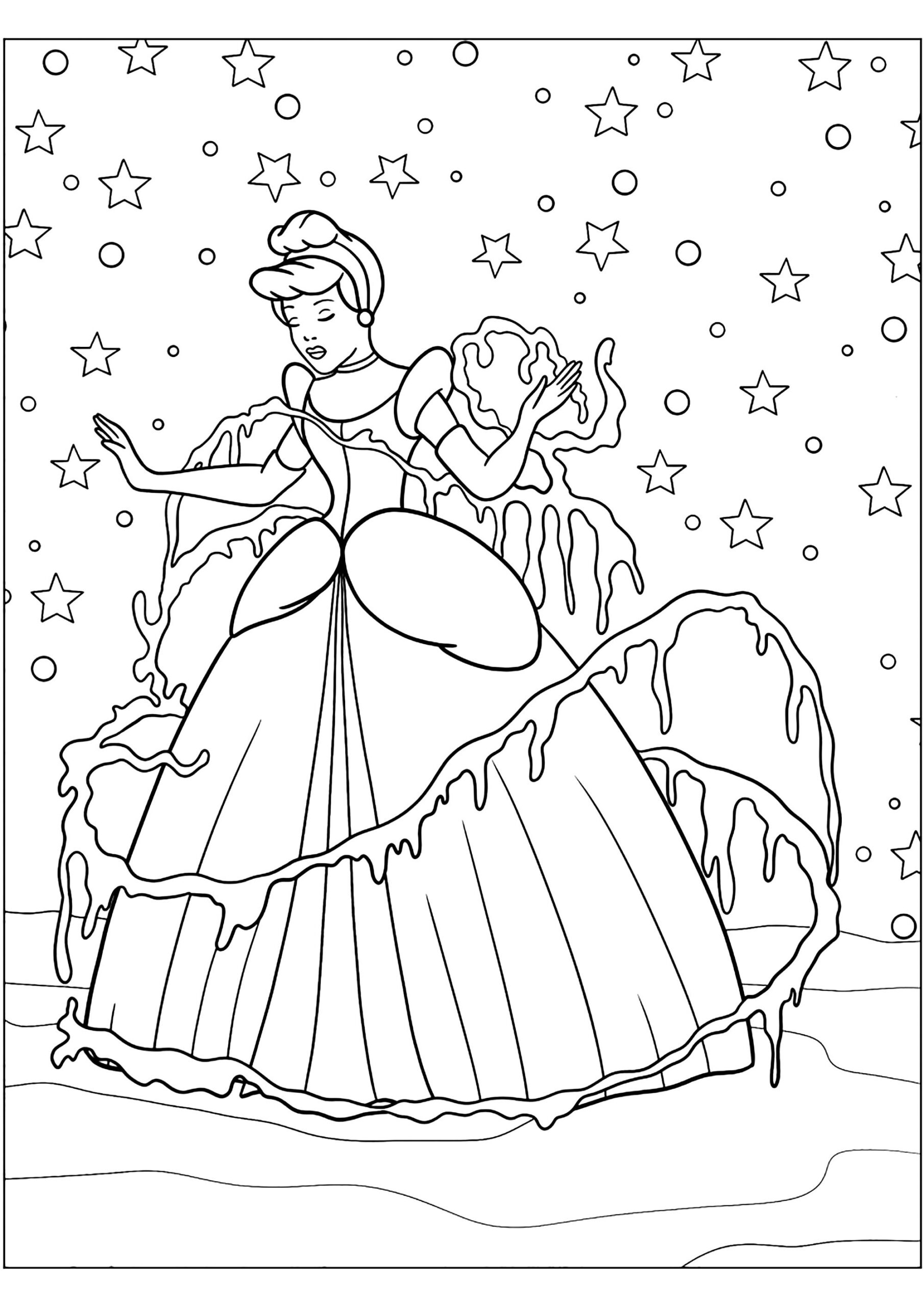 Cinderella Surrounded By Ice Cinderella Kids Coloring Pages