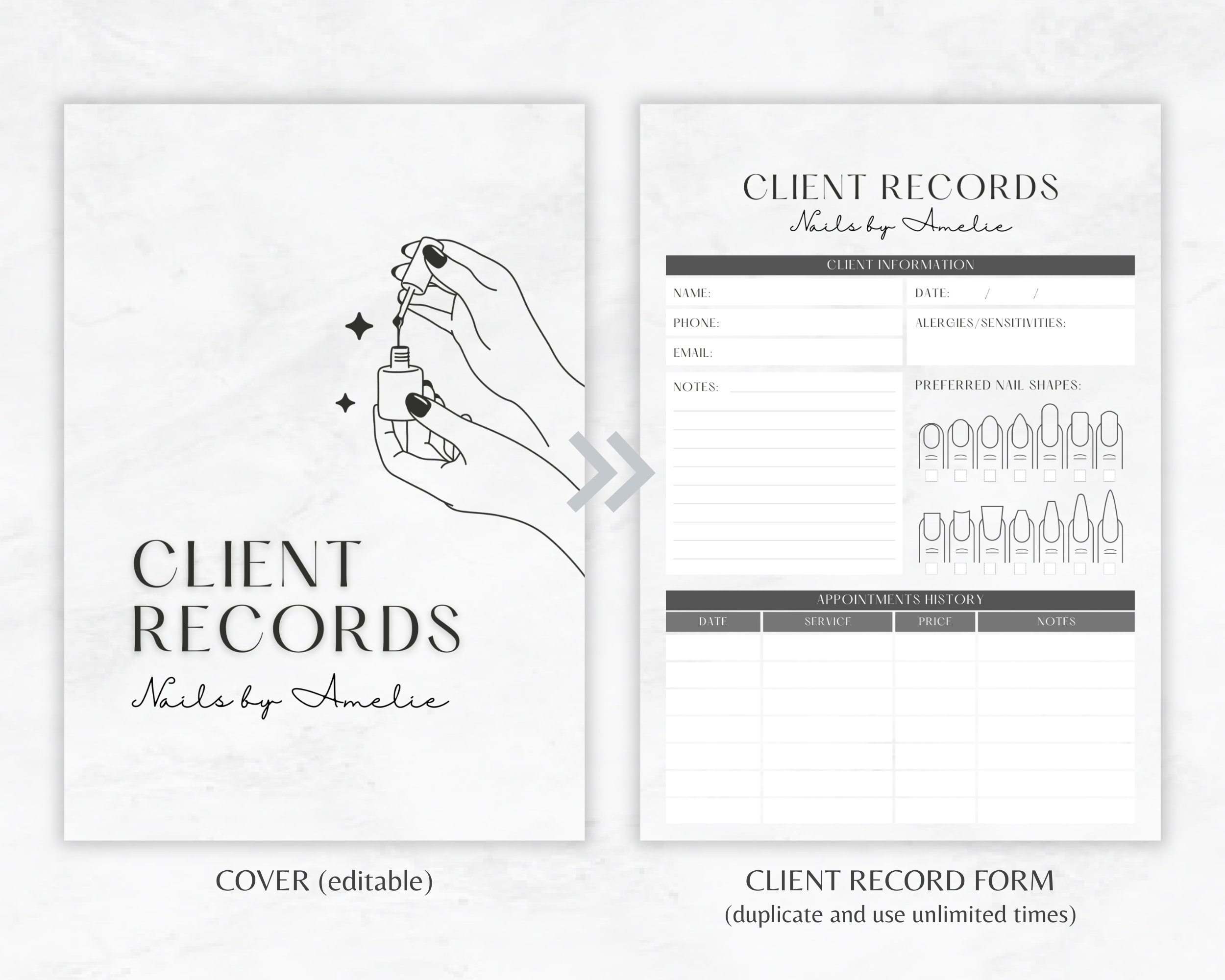 printable nail client record cards download