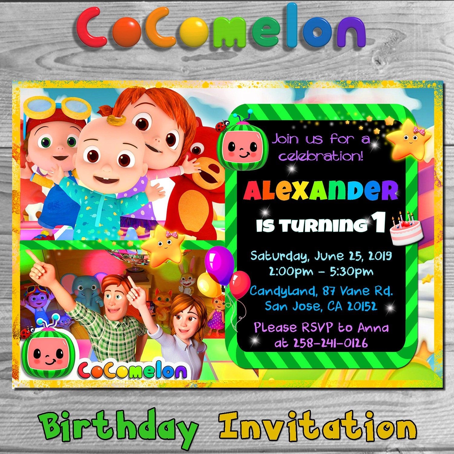 free one in a melon birthday invitation template