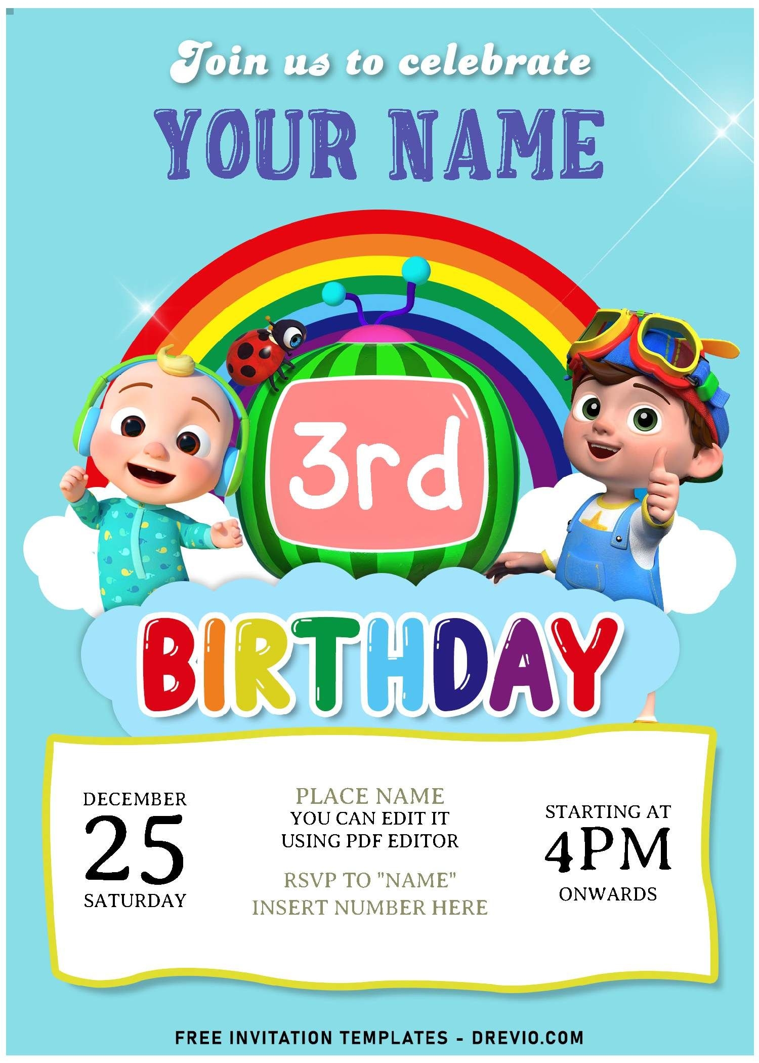 Cocomelon Invitation Template Free Social Media Template