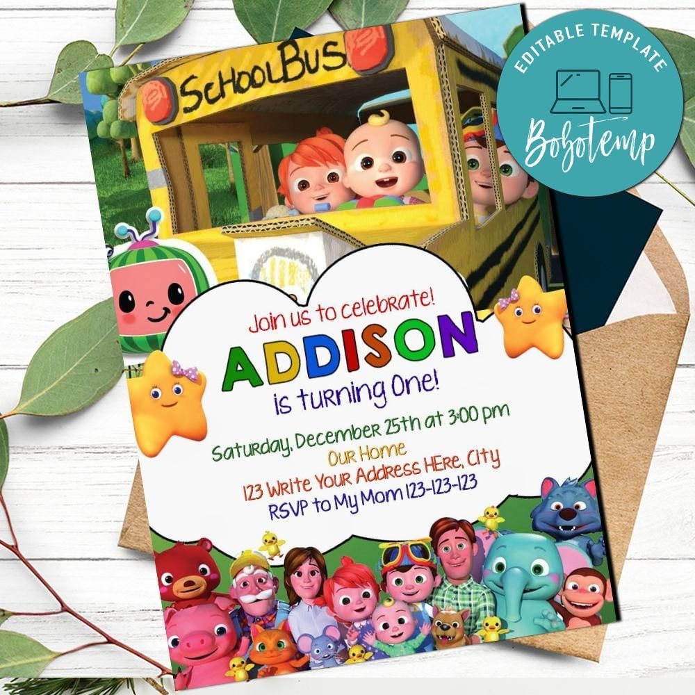 free cocomelon invitation template free download