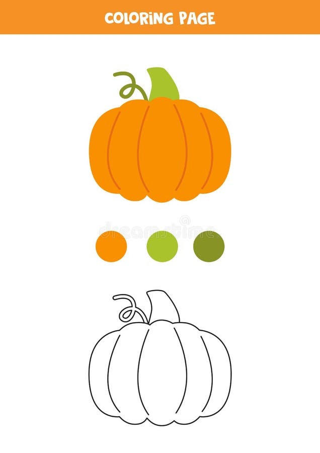 Color Autumn Pumpkin Worksheet For Preschool Kids Stock Illustration 