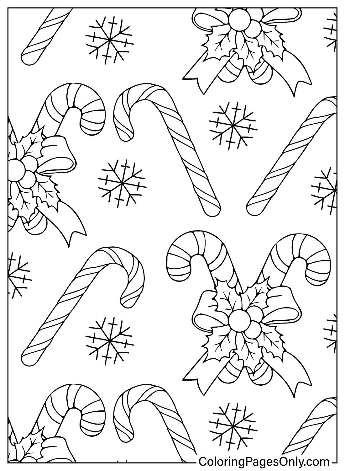 Color Page Christmas Candy Cane Free Printable Coloring Pages