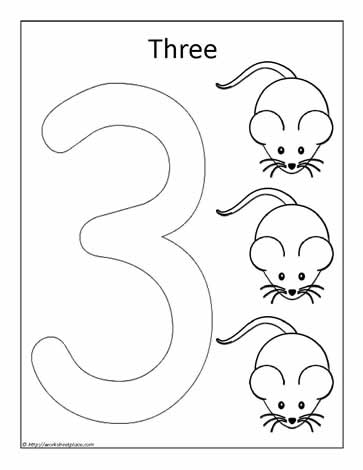 Color The Number 3 Worksheets