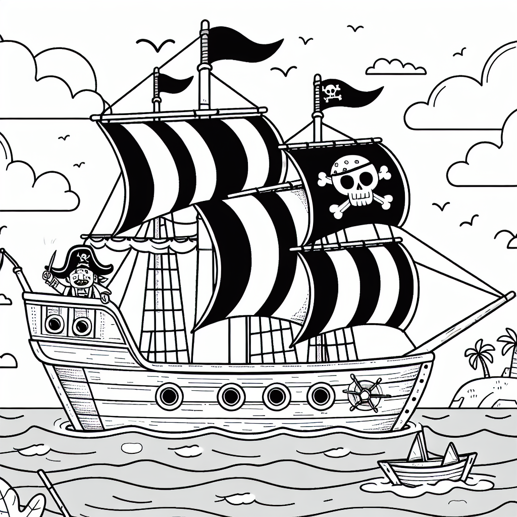 Coloring Page Exciting Pirate Ship Color Page For Kids