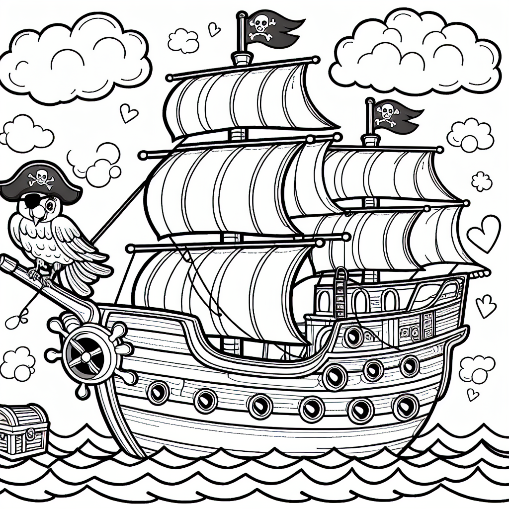 Coloring Page Pirate Ship Color Page For Kids