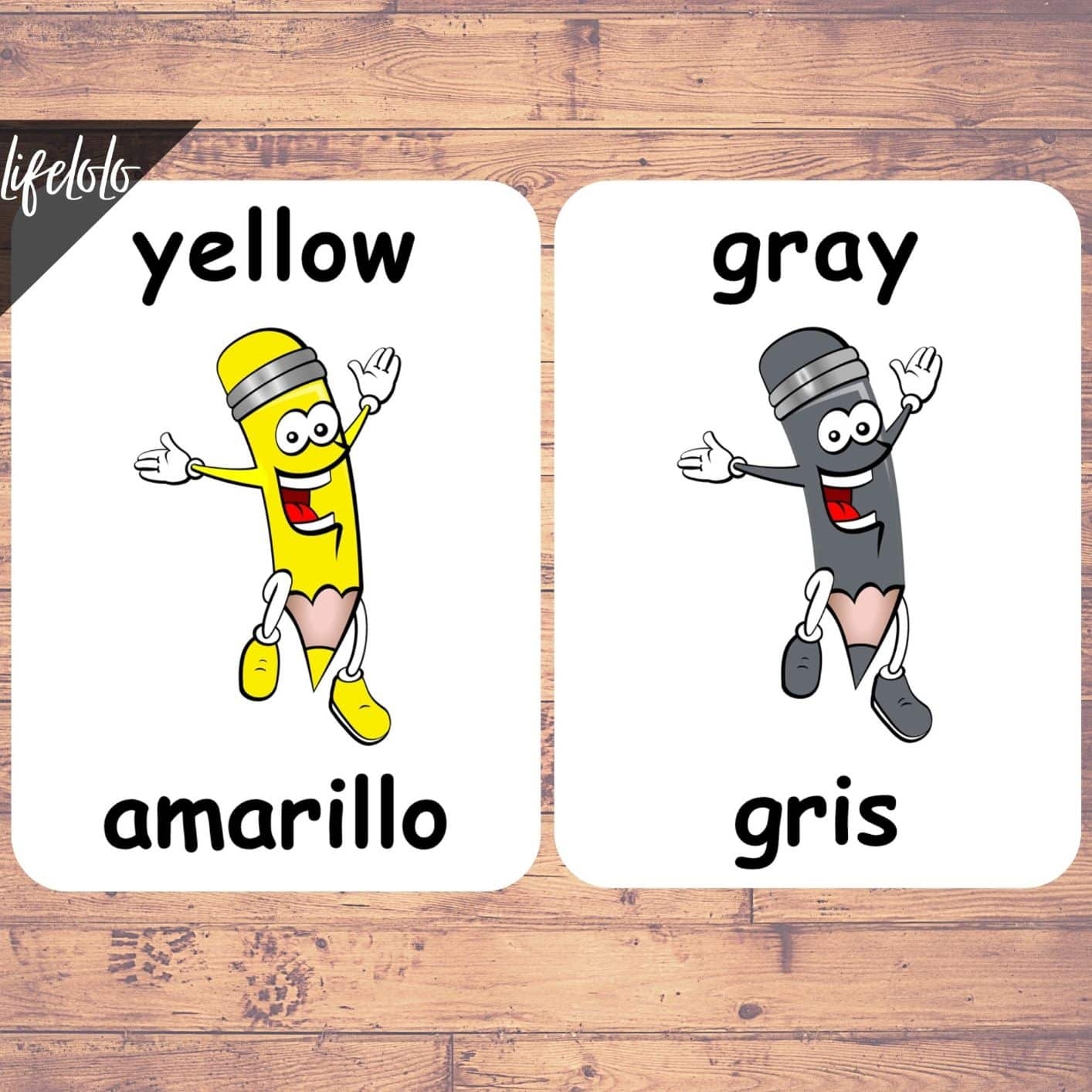 Colors SPANISH Flash Cards Bilingual Homeschool Printable Spanish 