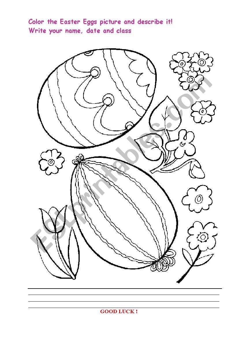 Colour The Easter Eggs ESL Worksheet By Barbie78