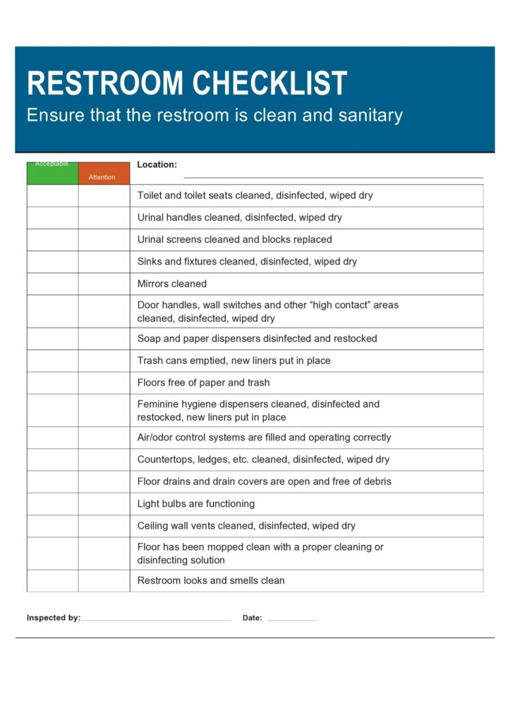 Commercial Cleaning Free Printable Janitorial Checklist Template Free 