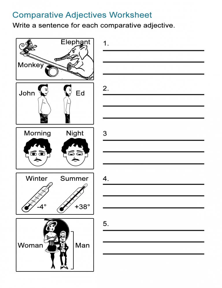 Comparative Adjectives Worksheet Write A Sentence ALL ESL