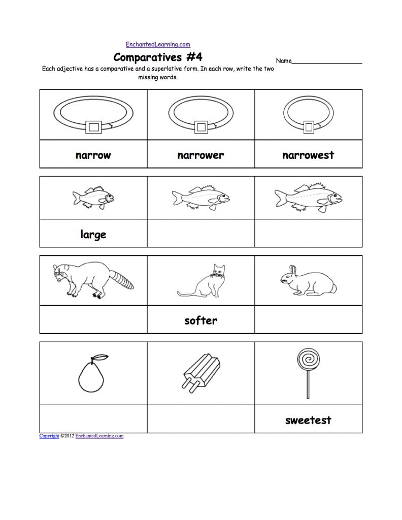 comparative and superlative adjectives printable worksheets