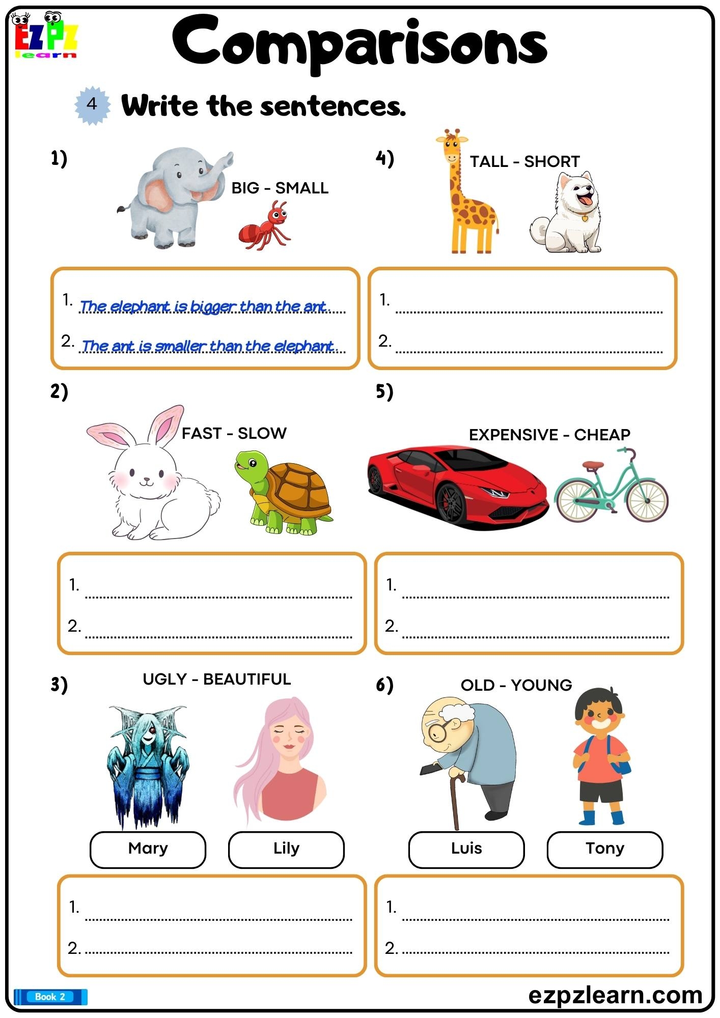 Comparative And Superlative Adjectives Write The Sentences Using